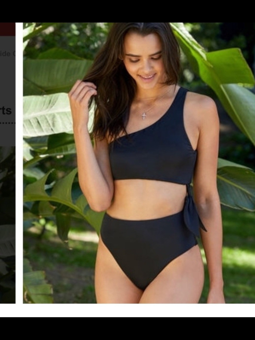 Women's Asymmetrical Black High-Waist Swim Set